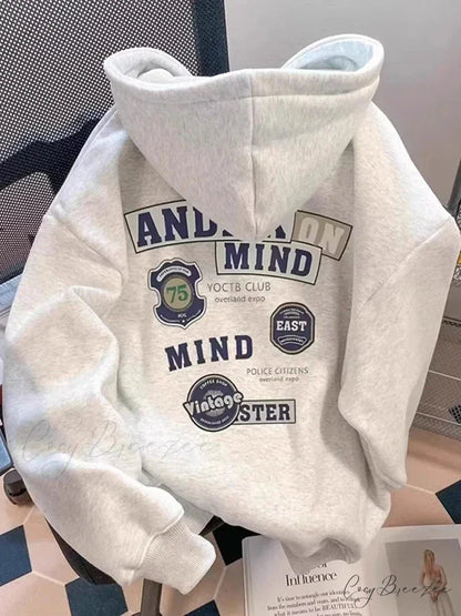 Graphic Printed Vintage Hoodie GRAY / M(40-50KG) hoodies-241228