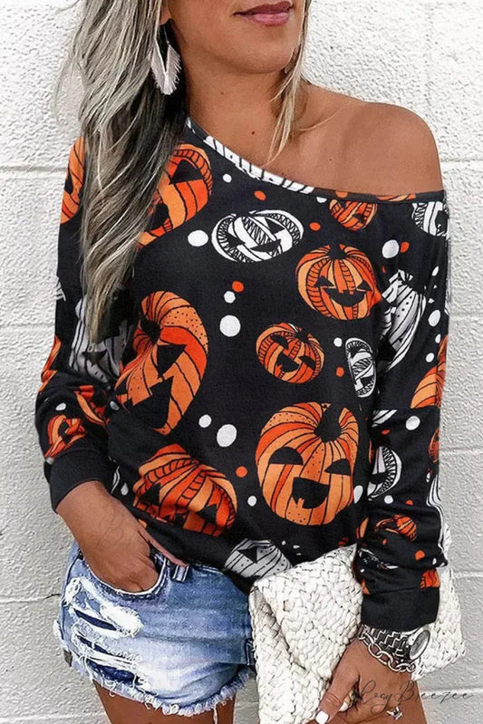 Graphic Shoulder Jack-O’-Lantern One Sweatshirt Black / S