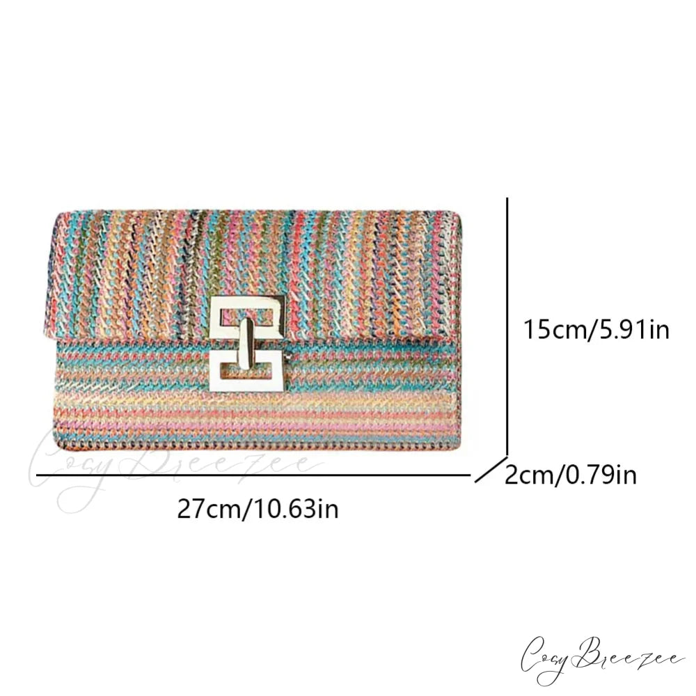 Grass Woven Bohemian Evening Clutch Multicolor wristlet-250126