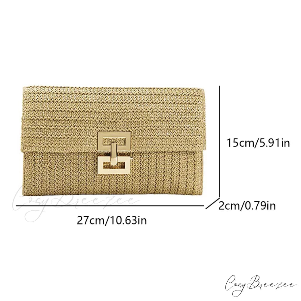 Grass Woven Bohemian Evening Clutch wristlet-250126