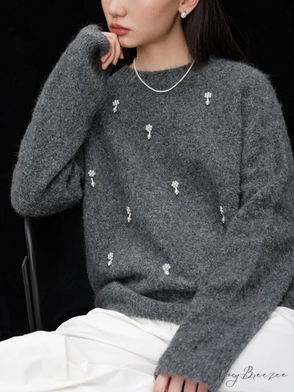 Gray Casual Pullover Sweater swraters-241228