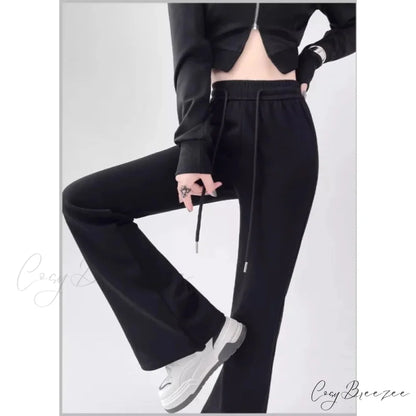 Gray High Waist Flared Sweatpants Pants pants-241228