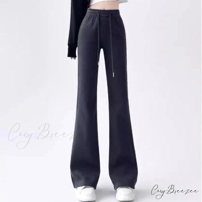 Gray High Waist Flared Sweatpants Pants pants-241228