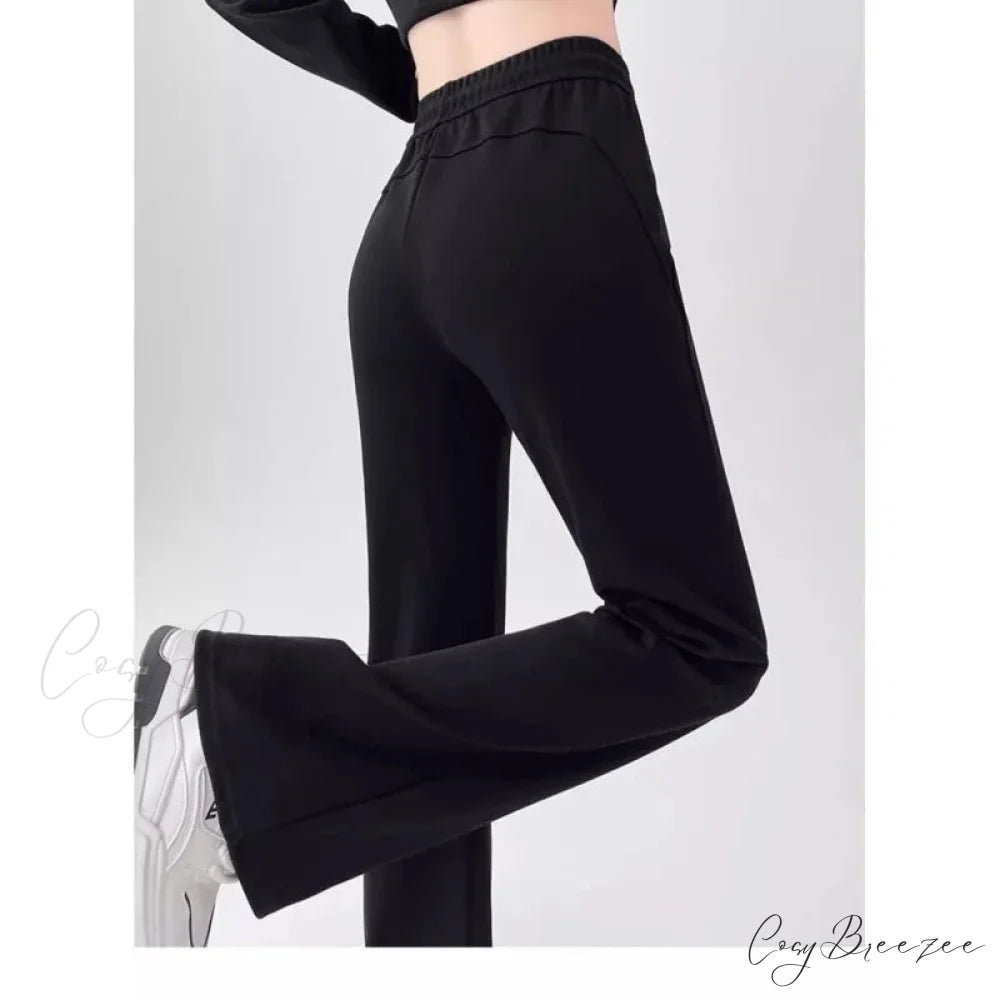 Gray High Waist Flared Sweatpants Pants pants-241228