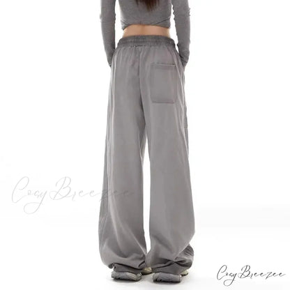 Gray Stripe Motion Relaxed Pants pants-241228