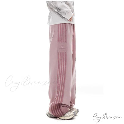 Gray Stripe Motion Relaxed Pants pants-241228