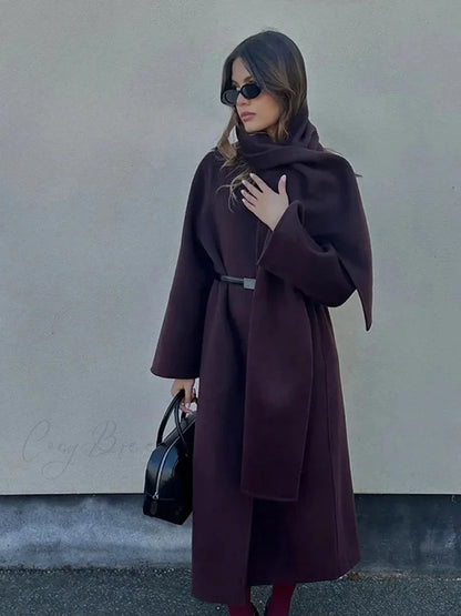 Gray Woolen Turn-Down Collar Coat overcoats-241228