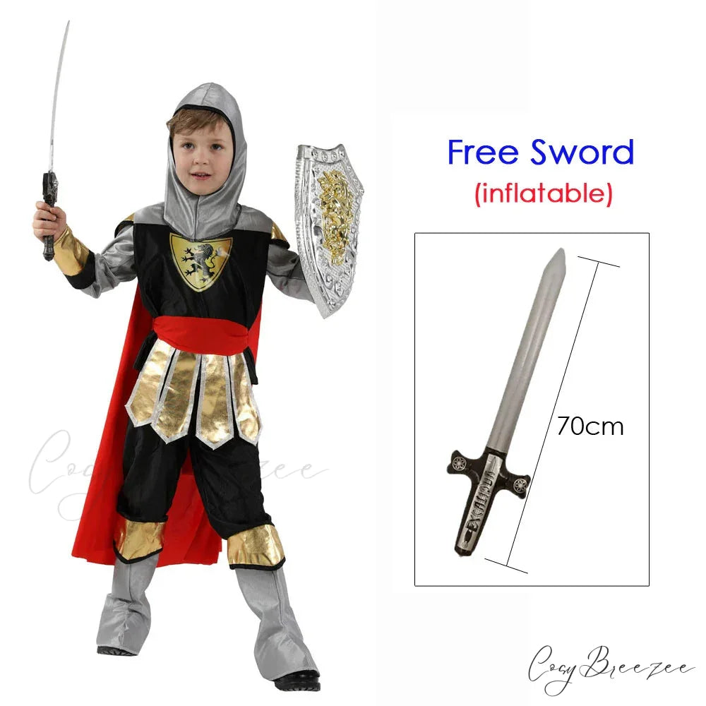 Greek Warrior Gladiator Knight Kid Costumes B-0191 NoShieldSword / M(height 110-120cm)