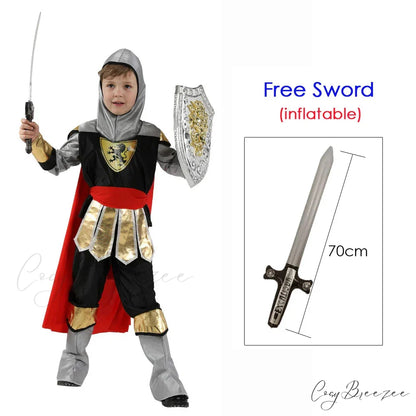 Greek Warrior Gladiator Knight Kid Costumes B-0191 NoShieldSword / M(height 110-120cm)