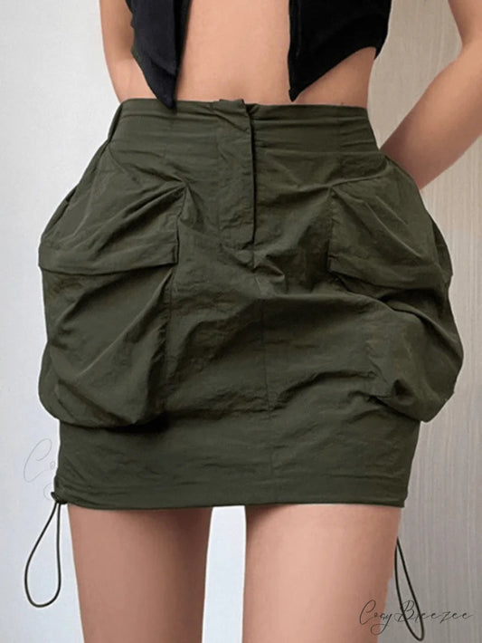 Green Padded Graceful Cropped Tank Top Green / S