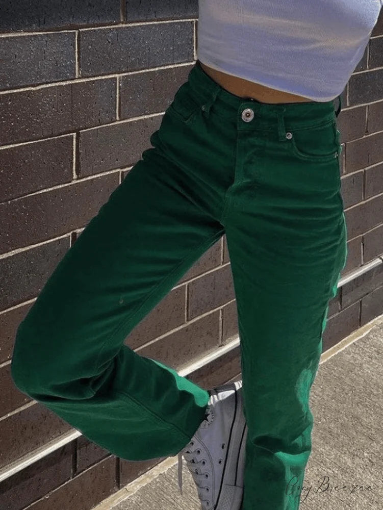 Green Wash Graceful Knee Ripped Jeans