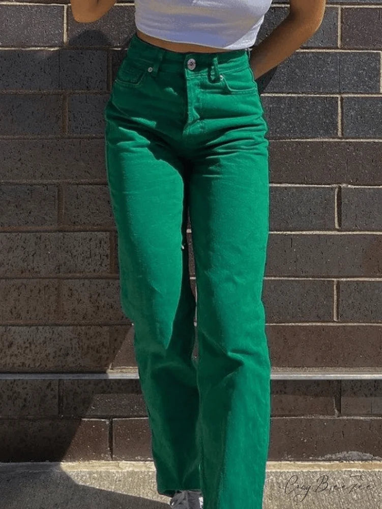 Green Wash Graceful Knee Ripped Jeans