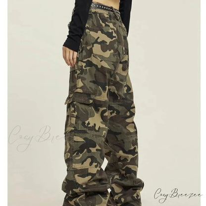 Grunge Camouflage Cargo Y2K Pants pants-241228