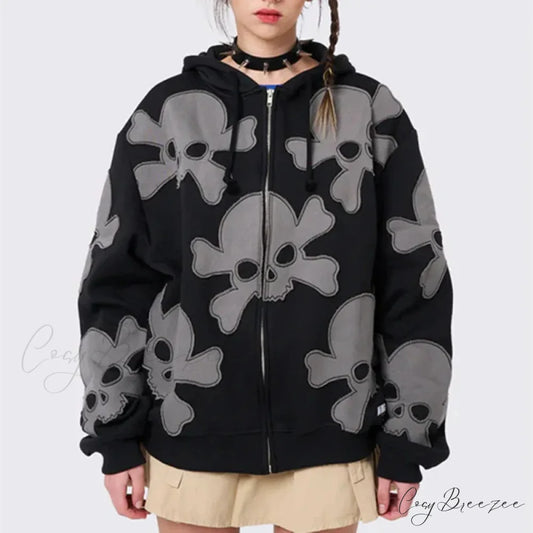 Grunge Goth Hip Hop Chic Stylish Hoodie Black / S