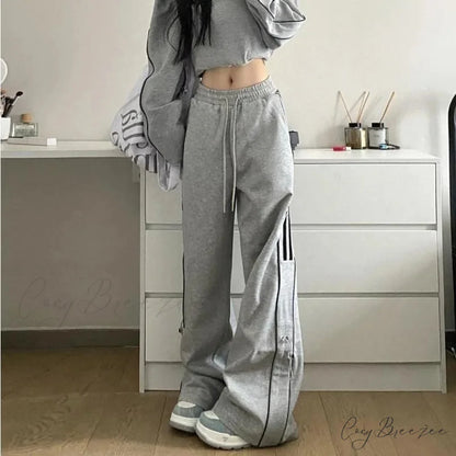 Grunge Striped Sweatpants Harajuku Pants Gray / M pants-241228