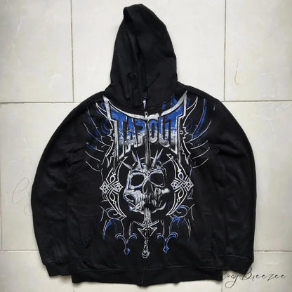 Grunge Zip-Up Sweatshirt black 1 / M hoodies-241228