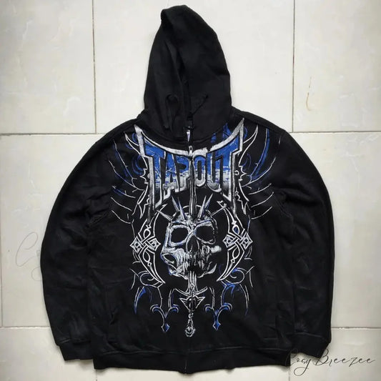 Grunge Zip-Up Sweatshirt black 1 / M hoodies-241228