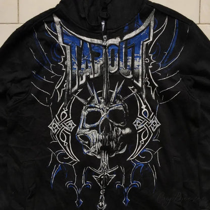 Grunge Zip-Up Sweatshirt hoodies-241228