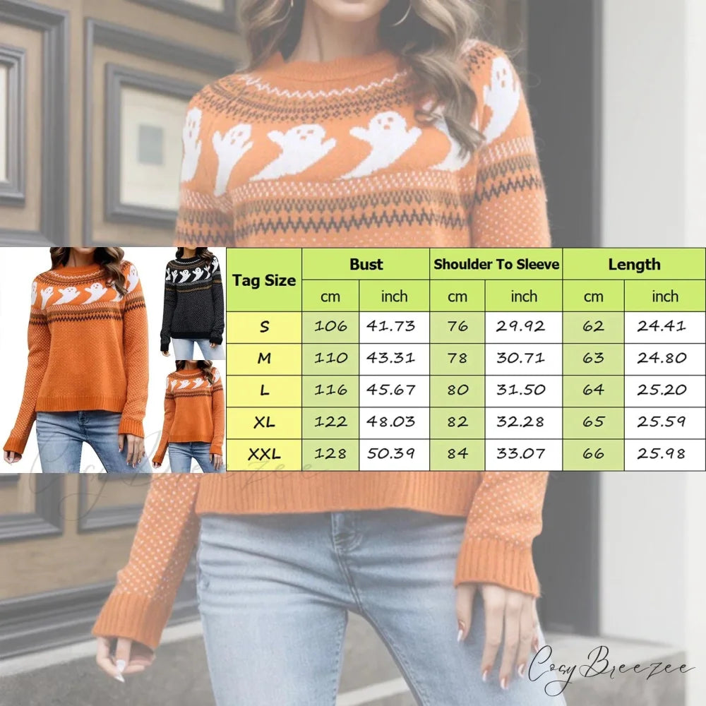 Halloween Cozy Y2K Oversized Warm Long Sleeve Comfortable Pullover Sweater