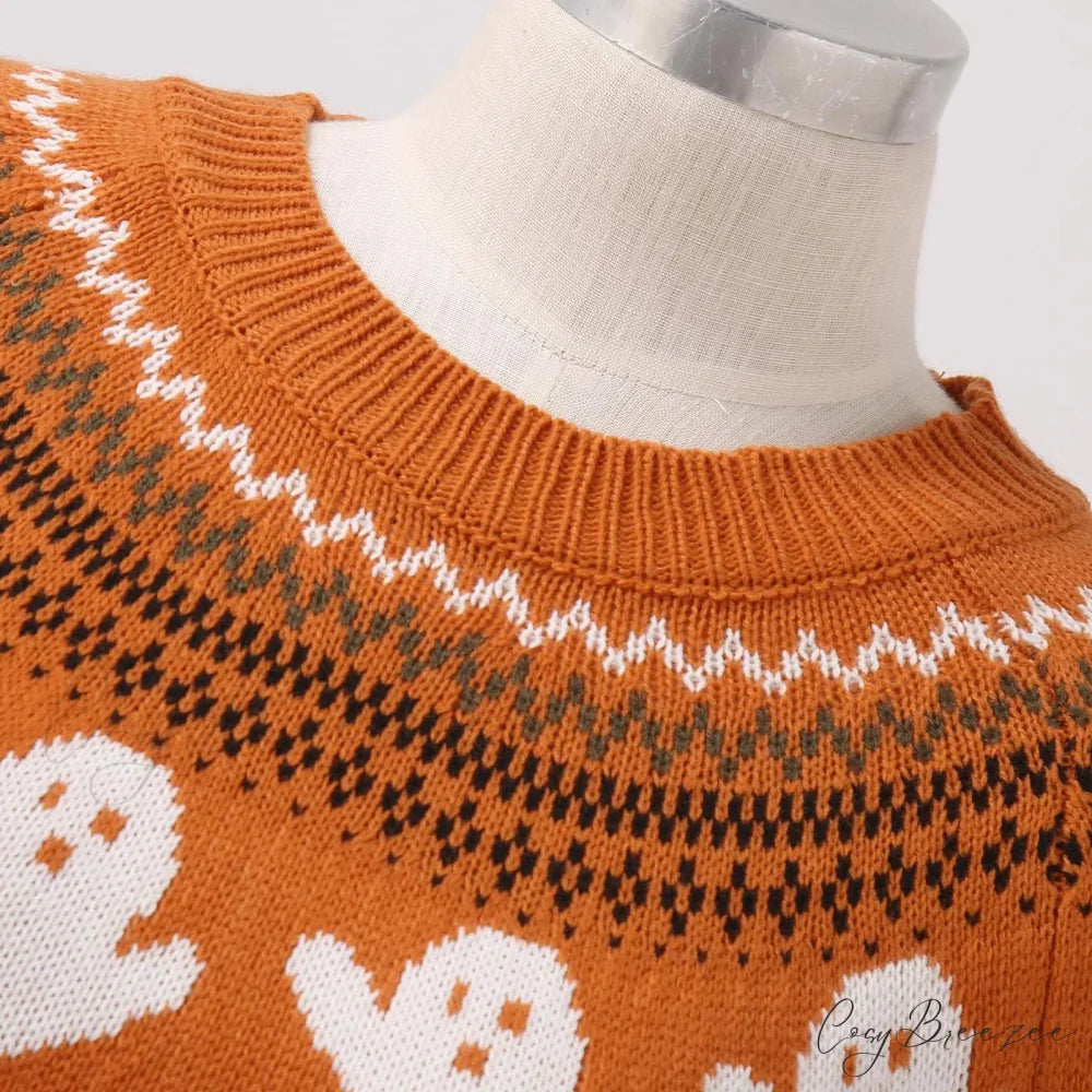 Halloween Cozy Y2K Oversized Warm Long Sleeve Comfortable Pullover Sweater