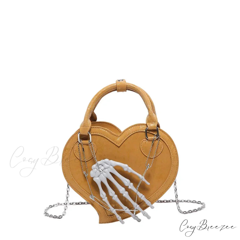 Halloween Gothic Evil Hand Spooky Trick or Treat Party Evening Sling Bag Brown / (20cm