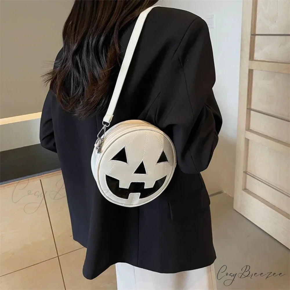 Halloween Pumpkin Head Gothic Party Evening Clutch Spooky Crossbody Bag WHITE / Mini(Max Length<20cm)