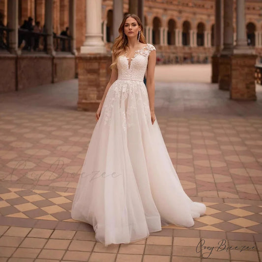 Halter Backless Sheer Tulle Wedding Dress weddingdress-250223