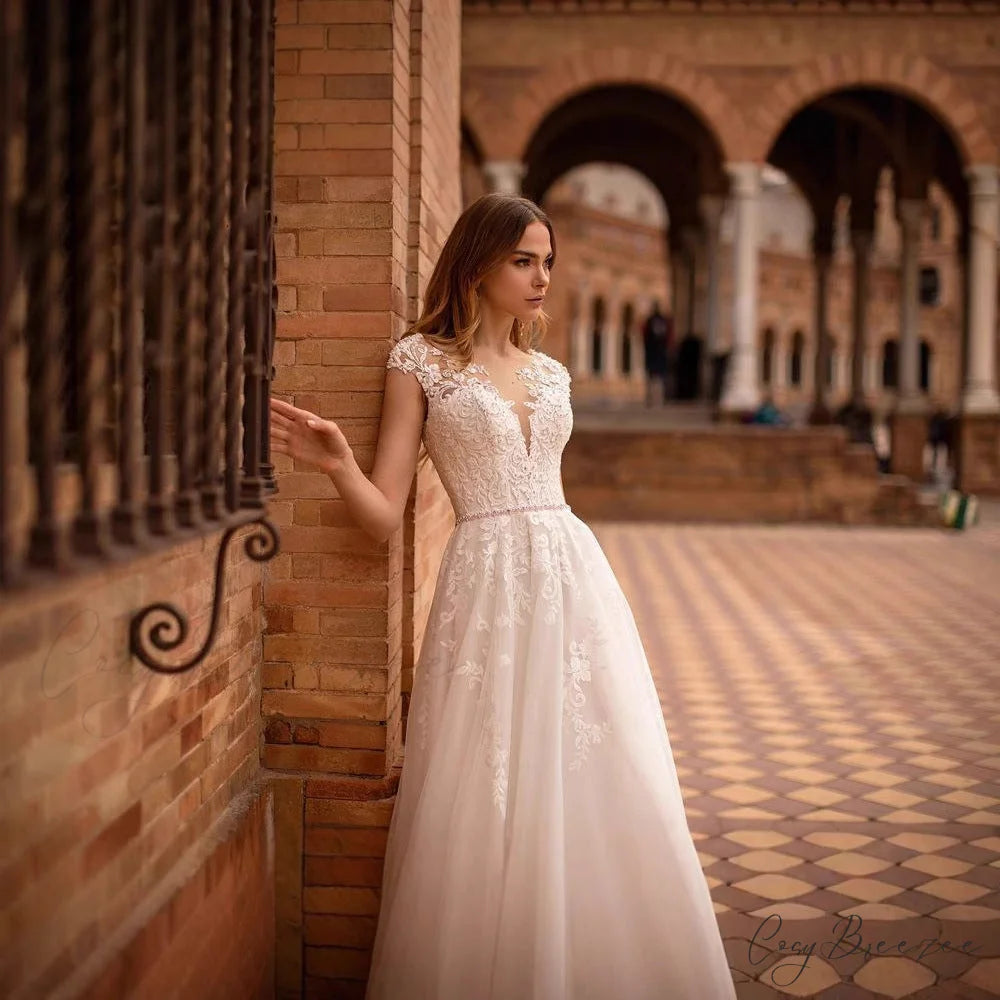 Halter Backless Sheer Tulle Wedding Dress weddingdress-250223