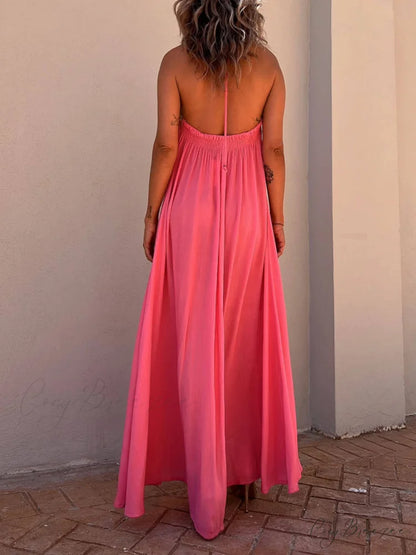 Halter Neck Casual Charming Resort Maxi Dress