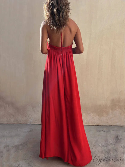 Halter Neck Casual Charming Resort Maxi Dress