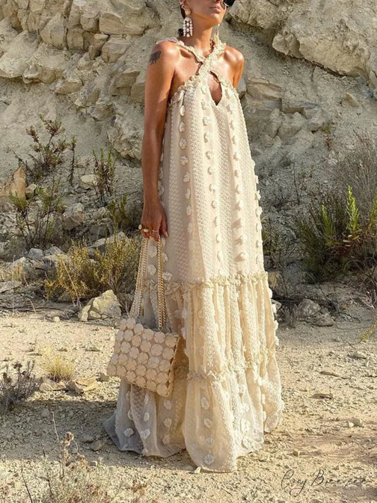 Halterneck Elegant Cake Dress White / S