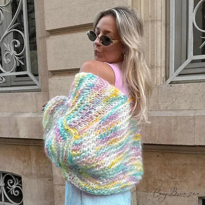 Handmade 3D Flower Crochet Cardigan cardigans-241228