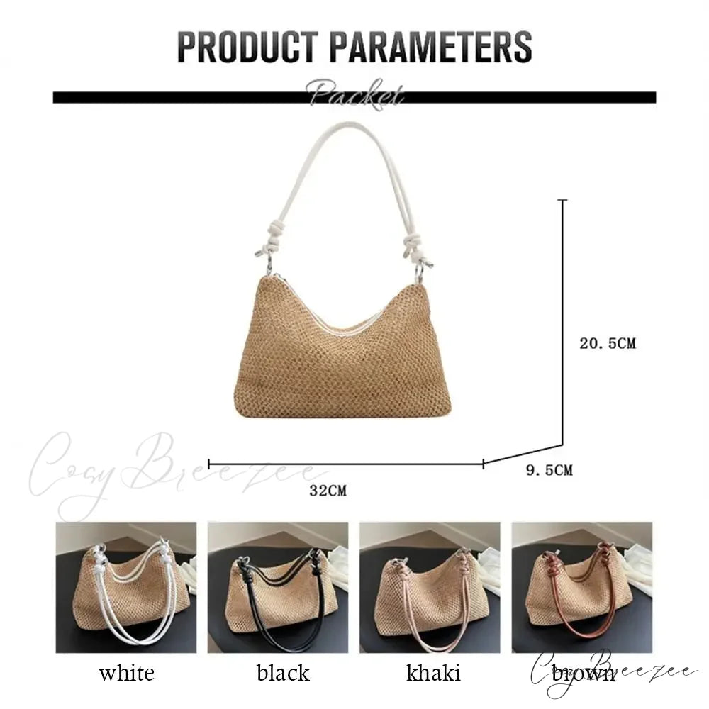 Handmade Braid Straw Beach Shoulder Bag shoulder-250126