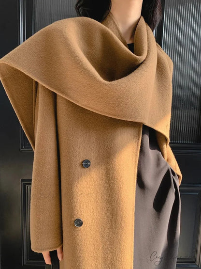 Handmade Cashmere Wool Belted Coat brown / XXS overcoats-241228