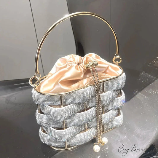 Handmade Rhinestone Crystal Clutch Bucket Bag clutchbag-250126