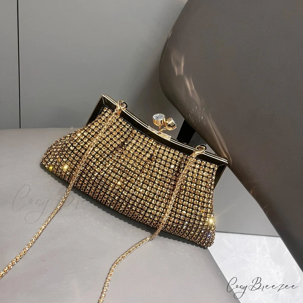 Handmade Rhinestones Evening Clutch Gold clutchbag-250126