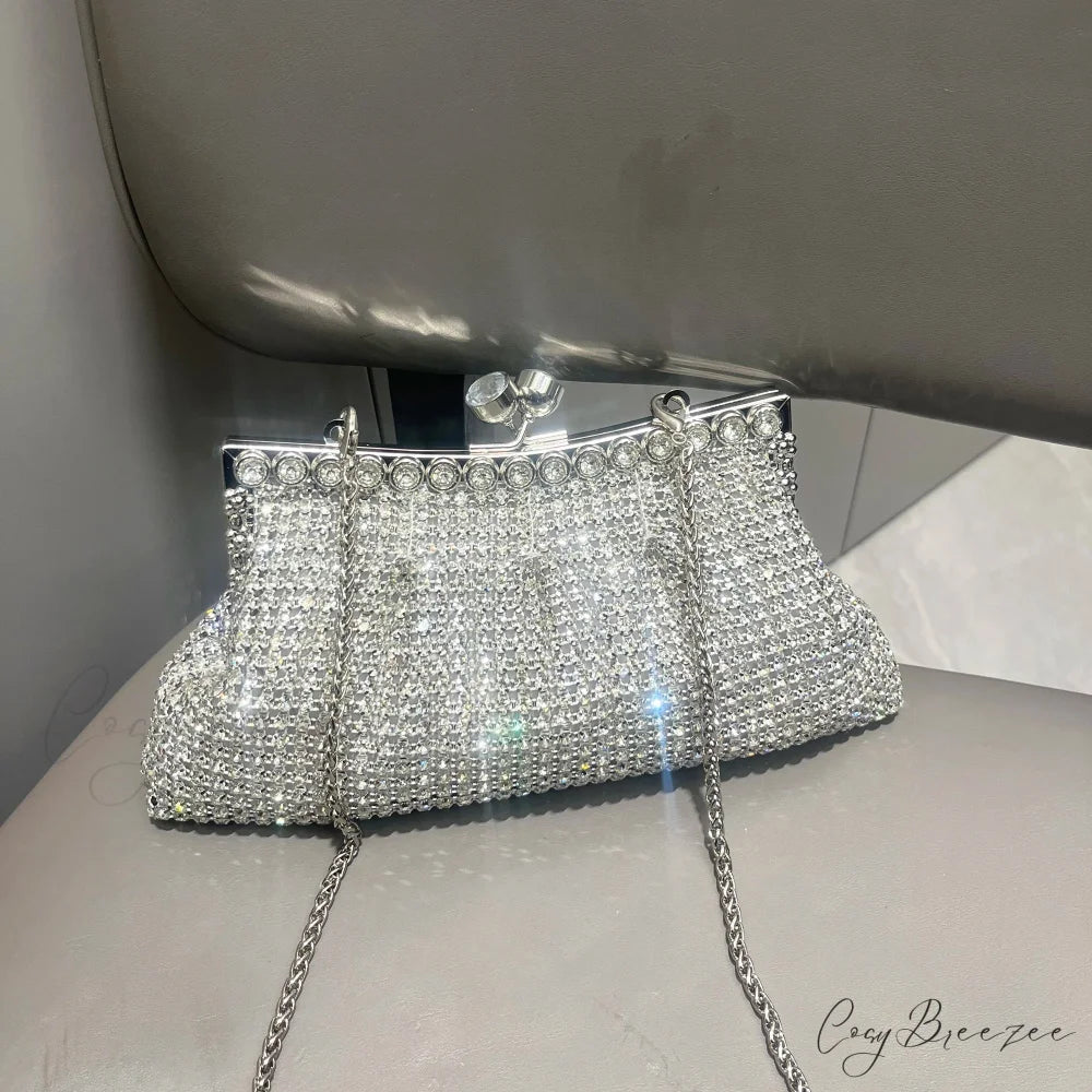 Handmade Rhinestones Evening Clutch Silver clutchbag-250126