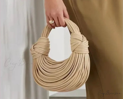 Handwoven Noodle Gold Evening Clutch Bag Khaki / (20cm handbag-250126