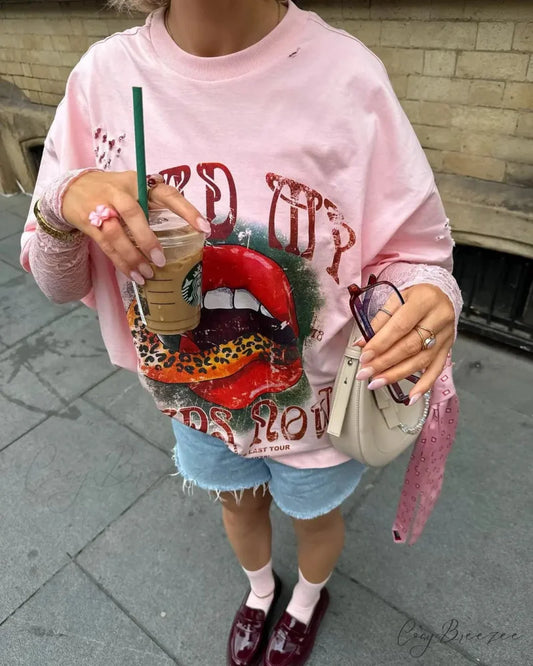 Harajuku Classic Gothic Graphic T-Shirt pink1 / S t-shirt-250223