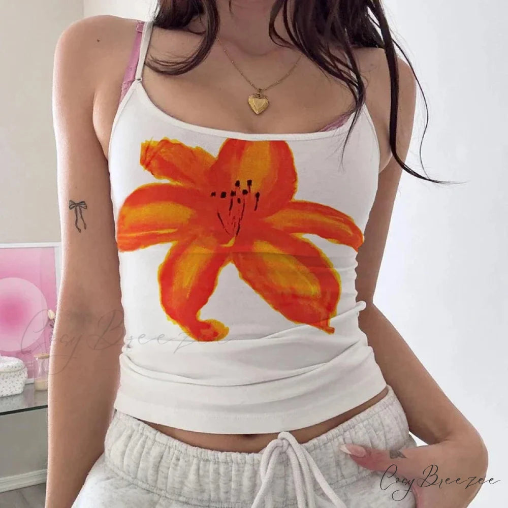 Harajuku Graphic Print Mesh Sheer Backless Aesthetic Spaghetti Strap Crop Top WHITE2 / S croptop-250126