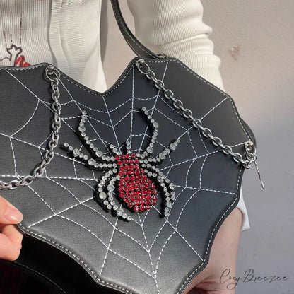 Harajuku Leather Punk Y2K Spider Gothic Lolita Crossbody Bag Black / one size