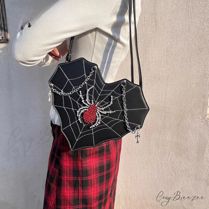 Harajuku Leather Punk Y2K Spider Gothic Lolita Crossbody Bag Black / one size