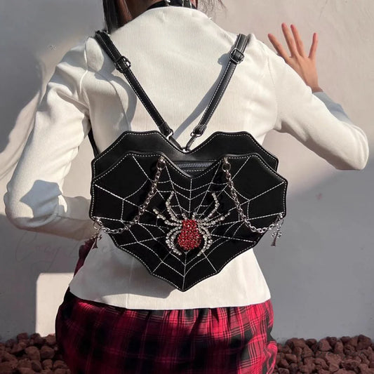 Harajuku Leather Punk Y2K Spider Gothic Lolita Crossbody Bag Black / one size