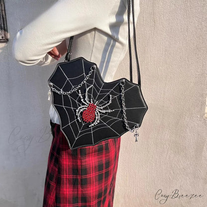 Harajuku Leather Punk Y2K Spider Gothic Lolita Crossbody Bag Black / one size