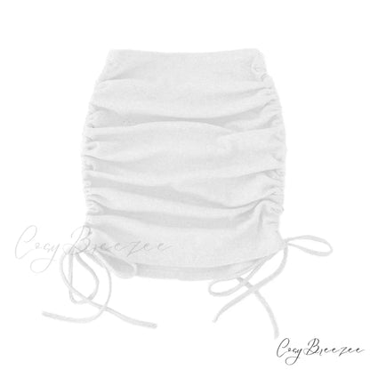 Harajuku Sexy Elastic Knitting Thread Side Drawstring Stylish Comfortable Skirt WHITE / S
