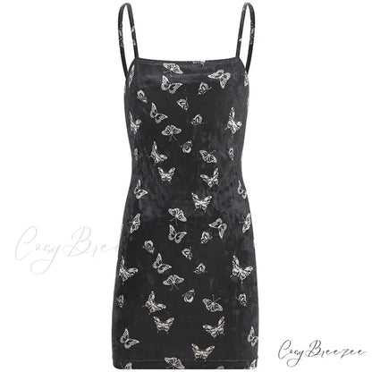 Harajuku Spaghetti Strap Backless Off Shoulder Mini Dress