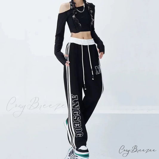 Harajuku Striped Jogging Pants pants-241228