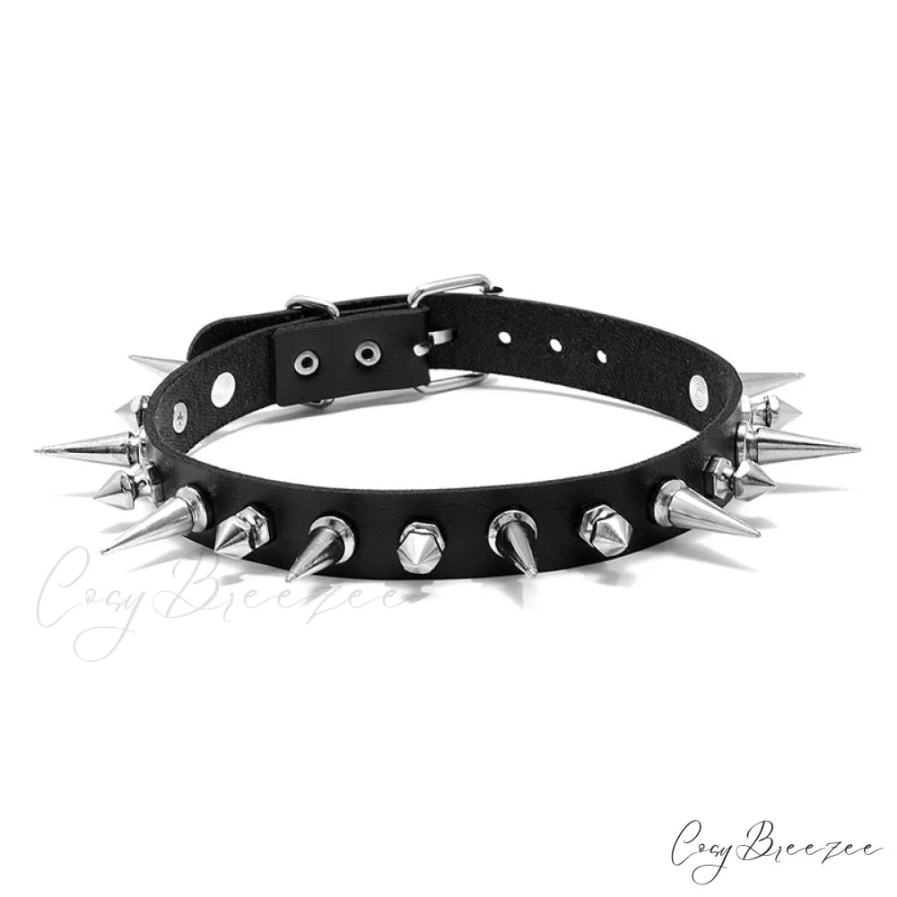 Harajuku Style Black Punk Rock Leather Necklace BLACK