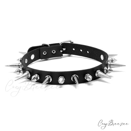 Harajuku Style Black Punk Rock Leather Necklace BLACK
