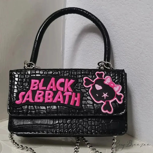 Harajuku Y2k Gothic Punk Chain Handle Casual Crossbody Vintage Black Bag Black